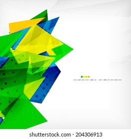 Moderne 3D-glänzende Dreiecke in verschiedenen Farben mit Textur und Lichteffekten. Broschüren, Hintergrunddesign mit Kopienraum