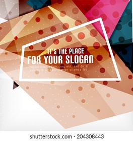 Modern 3d glossy overlapping triangles in different colors with texture and light effects. Business brochure background design with copyspace