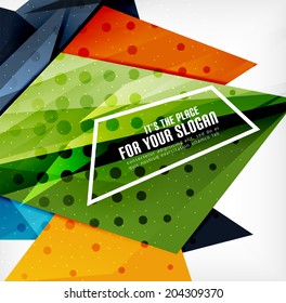 Moderne 3D-glänzende Dreiecke in verschiedenen Farben mit Textur und Lichteffekten. Broschüren, Hintergrunddesign mit Kopienraum