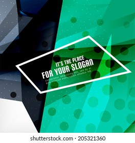 Modern 3d glossy overlapping triangles in different colors with texture and light effects. Business brochure background design with copyspace