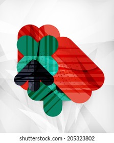 Moderne 3D-glänzende Dreiecke in verschiedenen Farben mit Textur und Lichteffekten. Broschüren, Hintergrunddesign mit Kopienraum