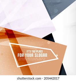 Modern 3d glossy overlapping triangles in different colors with texture and light effects. Business brochure background design with copyspace