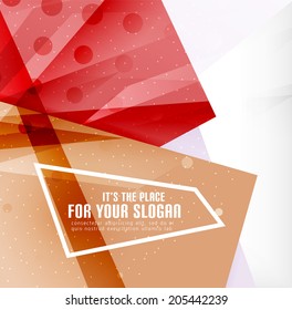 Modern 3d glossy overlapping triangles in different colors with texture and light effects. Business brochure background design with copyspace