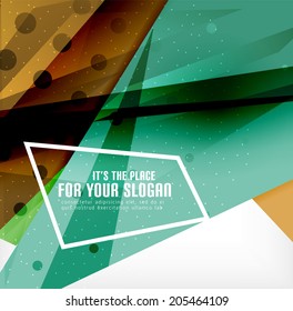 Modern 3d glossy overlapping triangles in different colors with texture and light effects. Business brochure background design with copyspace