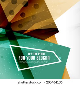 Modern 3d glossy overlapping triangles in different colors with texture and light effects. Business brochure background design with copyspace