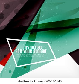 Modern 3d glossy overlapping triangles in different colors with texture and light effects. Business brochure background design with copyspace