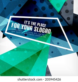 Modern 3d glossy overlapping triangles in different colors with texture and light effects. Business brochure background design with copyspace