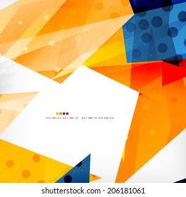 Modern 3d glossy overlapping triangles in different colors with texture and light effects. Business brochure background design with copyspace