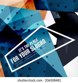 Modern 3d glossy overlapping triangles in different colors with texture and light effects. Business brochure background design with copyspace