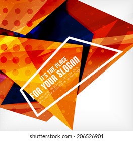 Modern 3d glossy overlapping triangles in different colors with texture and light effects. Business brochure background design with copyspace