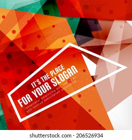 Triángulos modernos 3d brillantes superpuestos en diferentes colores con textura y efectos de luz. Diseño de fondo de folletos empresariales con espacio de copias