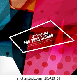 Modern 3d glossy overlapping triangles in different colors with texture and light effects. Business brochure background design with copyspace