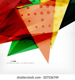 Modern 3d glossy overlapping triangles in different colors with texture and light effects. Business brochure background design with copyspace Modern 3d glossy overlapping triangles in different colors with texture and light effects. Business brochure background design with copyspace