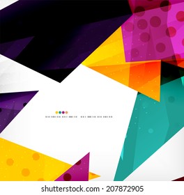 Modern 3d glossy overlapping triangles in different colors with texture and light effects. Business brochure background design with copyspace