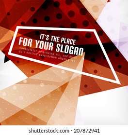 Modern 3d glossy overlapping triangles in different colors with texture and light effects. Business brochure background design with copyspace