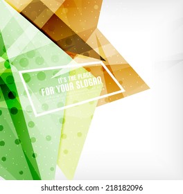 Triángulos modernos 3d brillantes superpuestos en diferentes colores con textura y efectos de luz. Diseño de fondo de folletos empresariales con espacio de copias