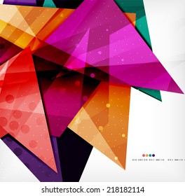 Moderno 3d brilhante sobreposição triângulos em cores diferentes com textura e efeitos de luz. Design de fundo de brochura de negócios com copyspace