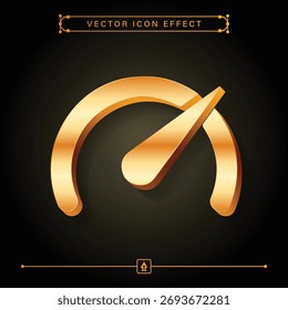 Modern 3d golden risk meter icon with realistic gold effect and financial growth concept in vector style