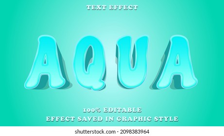 Modern 3d Gradient Blue Word Aqua Editable Text Effect Design Template, Effect Saved In Graphic Style