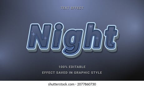 Modern 3D Gradient Dark Blue Word Night Editable Text Effect Design Template. Effect Saved In Graphic Style