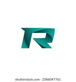 Modern 3D Gradient Green Letter R Vector Logo Design.