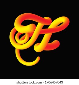 Modern 3D Gradient Letter H, Typographic minimalistic element