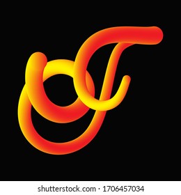 Modern 3D Gradient Letter J, Typographic minimalistic element