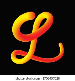 Modern 3D Gradient Letter  L, Typographic minimalistic element