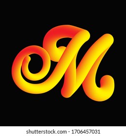 Modern 3D Gradient Letter M, Typographic minimalistic element