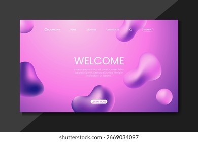 modern 3d gradient pink landing page design with abstract fluid shapes