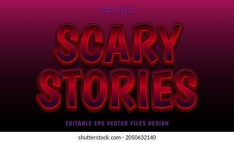 Modern 3d Gradient Purple Word Scary Stories Editable Text Effect Design Template. Effect Saved In Graphic Style