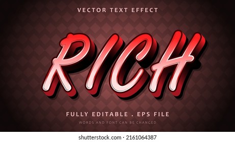 Modern 3d Gradient Red Word Rich Editable Text Effect Design Template. Effect Saved In Graphic Style