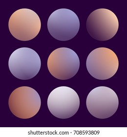Modern 3d gradient set with round abstract backgrounds. Colorful fluid covers for calendar, brochure, invitation, cards. Trendy soft color. Template with round gradient set for screens and mobile app