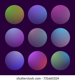 Modern 3d gradient set with round abstract backgrounds. Colorful fluid covers for calendar, brochure, invitation, cards. Trendy soft color. Template with round gradient set for screens and mobile app