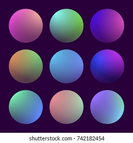 Modern 3d gradient set with round abstract backgrounds. Colorful fluid covers for calendar, brochure, invitation, cards. Trendy soft color. Template with round gradient set for screens and mobile app