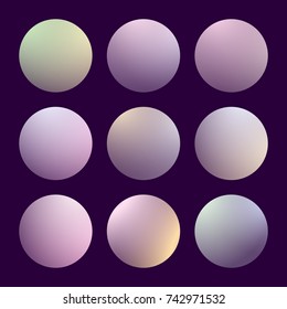 Modern 3d gradient set with round abstract backgrounds. Colorful fluid covers for calendar, brochure, invitation, cards. Trendy soft color. Template with round gradient set for screens and mobile app