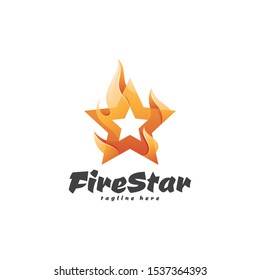 Modern 3D Gradient Style Star and Fire Flame Logo Symbol