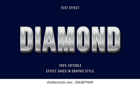 Modern 3d Gradient White Word Diamond Editable Text Effect Design Template. Effect Saved In Graphic Style