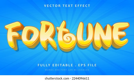 Modern 3d Gradient Yellow Word Fortune Editable Text Effect Design Template. Effect Saved In Graphic Style