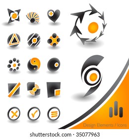 Modern 3D icons on white background for web or print