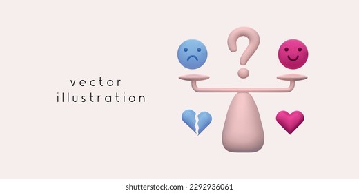 Modern 3D illustration with scales for concept design. Vector 3D feedback concept. Isolated cartoon vector illustration.