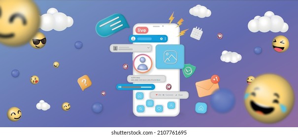 Modern 3d illustration of Social media