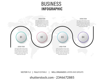 Modern 3D infographic template with 4 steps. Business circle template with options for brochure, diagram, workflow, timeline, web design. Vector EPS 10
