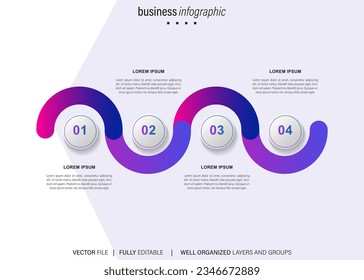 Plantilla de infografía 3D moderna con 4 pasos. Plantilla de círculo de negocios con opciones para folleto, diagrama, flujo de trabajo, línea de tiempo, diseño web. EPS vectorial 10
