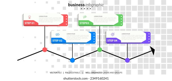 Modern 3D infographic template with 4 steps. Business circle template with options for brochure, diagram, workflow, timeline, web design. Vector EPS 10

