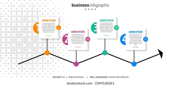 Modern 3D infographic template with 4 steps. Business circle template with options for brochure, diagram, workflow, timeline, web design. Vector EPS 10
