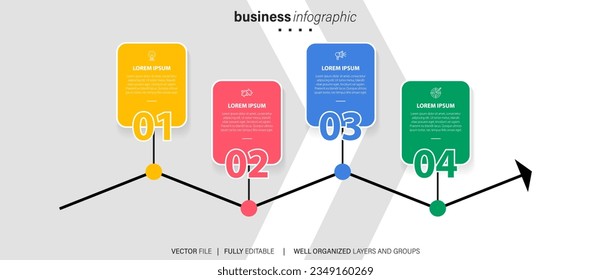 Modern 3D infographic template with 4 steps. Business circle template with options for brochure, diagram, workflow, timeline, web design. Vector EPS 10
