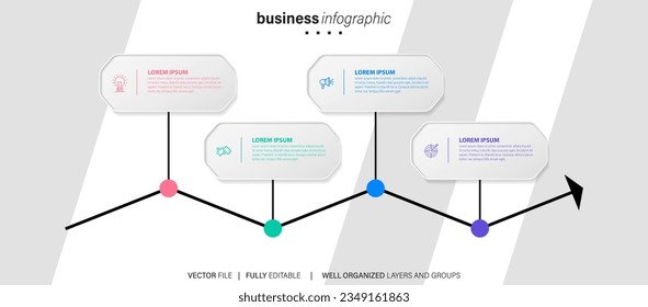 Modern 3D infographic template with 4 steps. Business circle template with options for brochure, diagram, workflow, timeline, web design. Vector EPS 10
