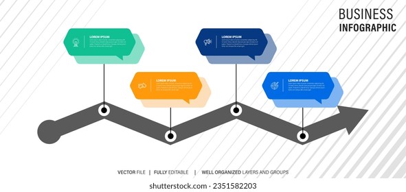 Moderne 3D-Infografik-Vorlage mit 4 Schritten. Business Circle Template mit Optionen für Broschüren, Diagramme, Workflow, Zeitleiste, Web Design. Vektor EPS10
