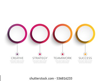 Modern 3D infographic template with 4 steps for success. Business circle template with options for brochure, diagram, workflow, timeline, web design. Vector EPS 10